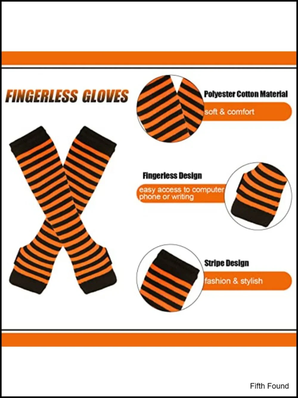Striped Knee High Socks & Fingerless Gloves Set for Halloween Costume